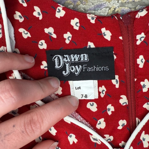 Vintage 80’s Dawn Joy Red Floral Dress - Picture 3 of 10